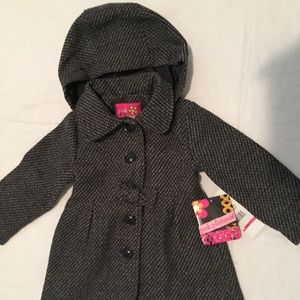 Pink Platinum Toddler Girl Wool Coat with Hood